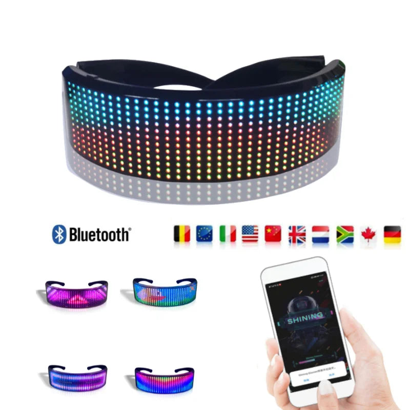 Programmable Bluetooth LED Glasses for Raves Festival Short Eye-Catching LED Display Message Glasses for Glow Parties