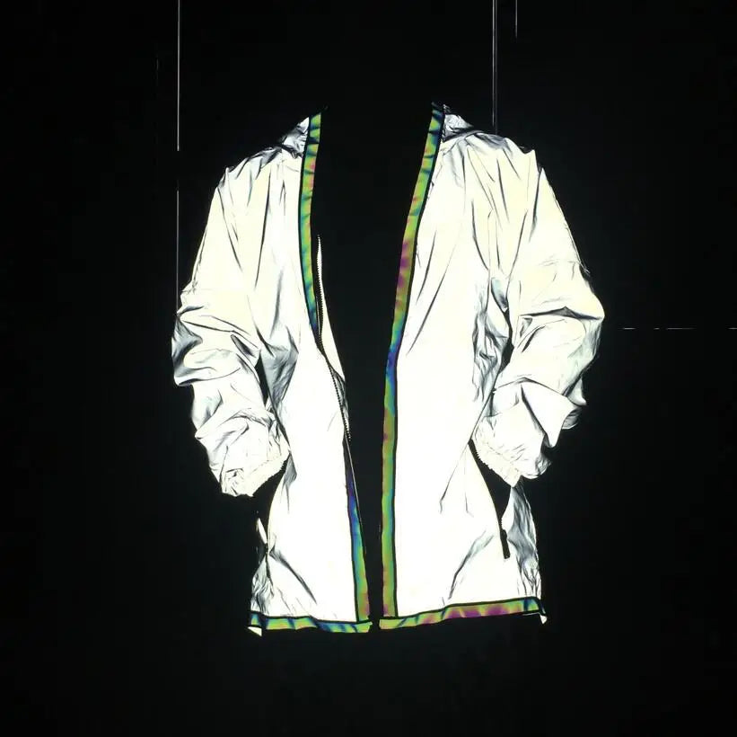 Iridescent Holographic Reflective Rave Jacket: Eye-Catching Short Length Outerwear for Festival Coat Clothing