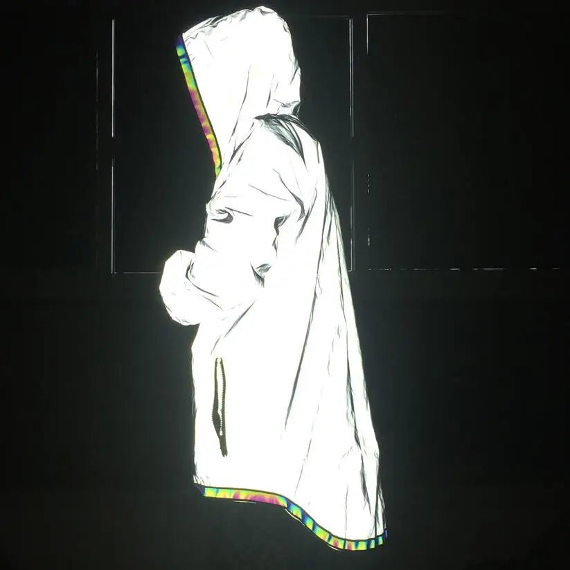 Iridescent Holographic Reflective Rave Jacket: Eye-Catching Short Length Outerwear for Festival Coat Clothing